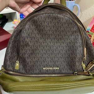 Michael Kors Olive and Chocolate Backpack